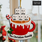 Marshmallow Drinks Cup Family Custom Acrylic Ornament Christmas Car Hanging Gift