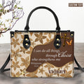 I can do all things Personalized Zippered Leather Handbag With Handle Christian Gift Religious Gift For Women