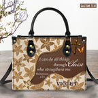 I can do all things Personalized Zippered Leather Handbag With Handle Christian Gift Religious Gift For Women