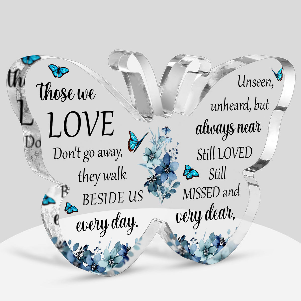 Butterfly Blue Floral Those We Love Acrylic Plaque Christian Gifts