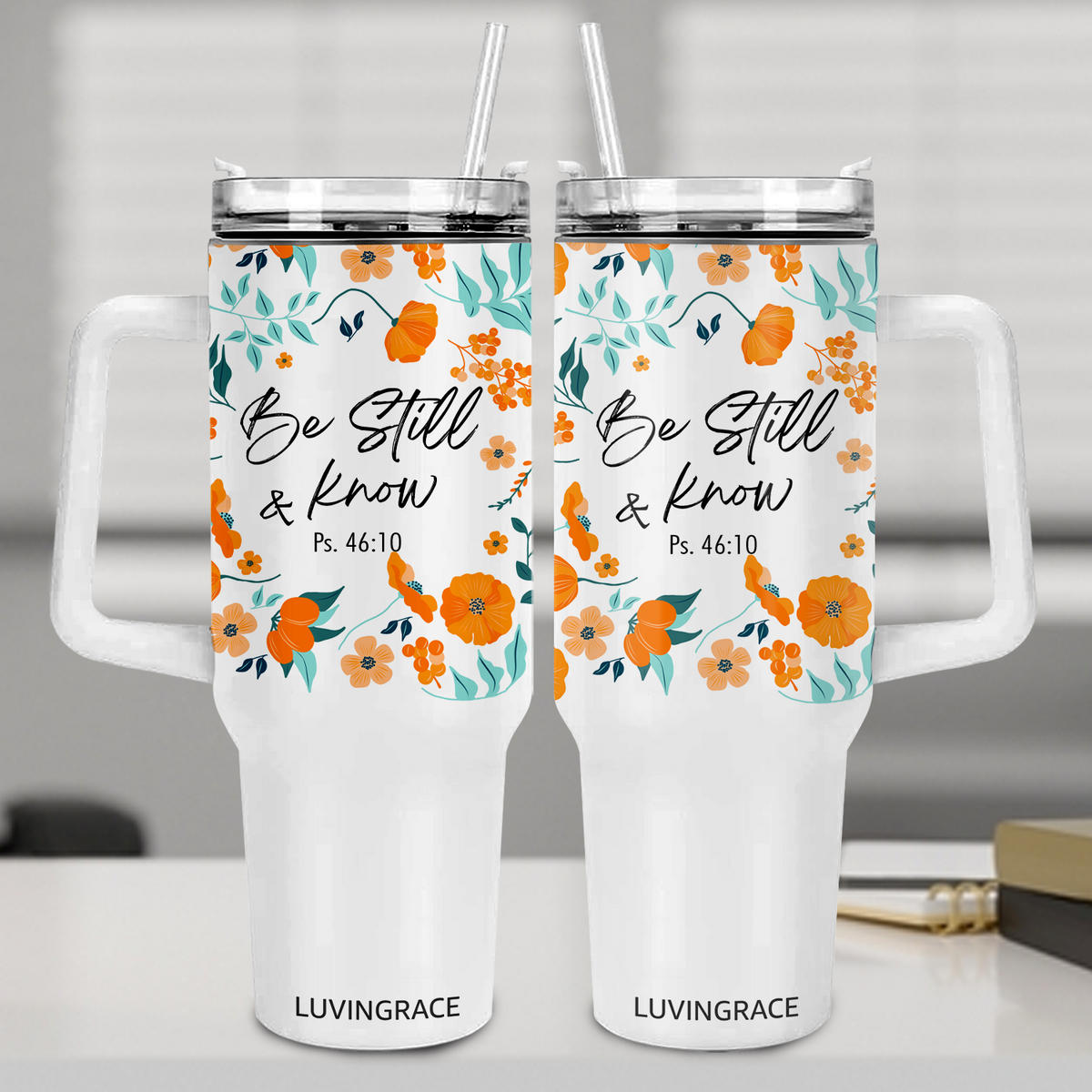 Floral Be Still Bible Verse Inspirational Gifts for Women Friends 40Oz Tumbler