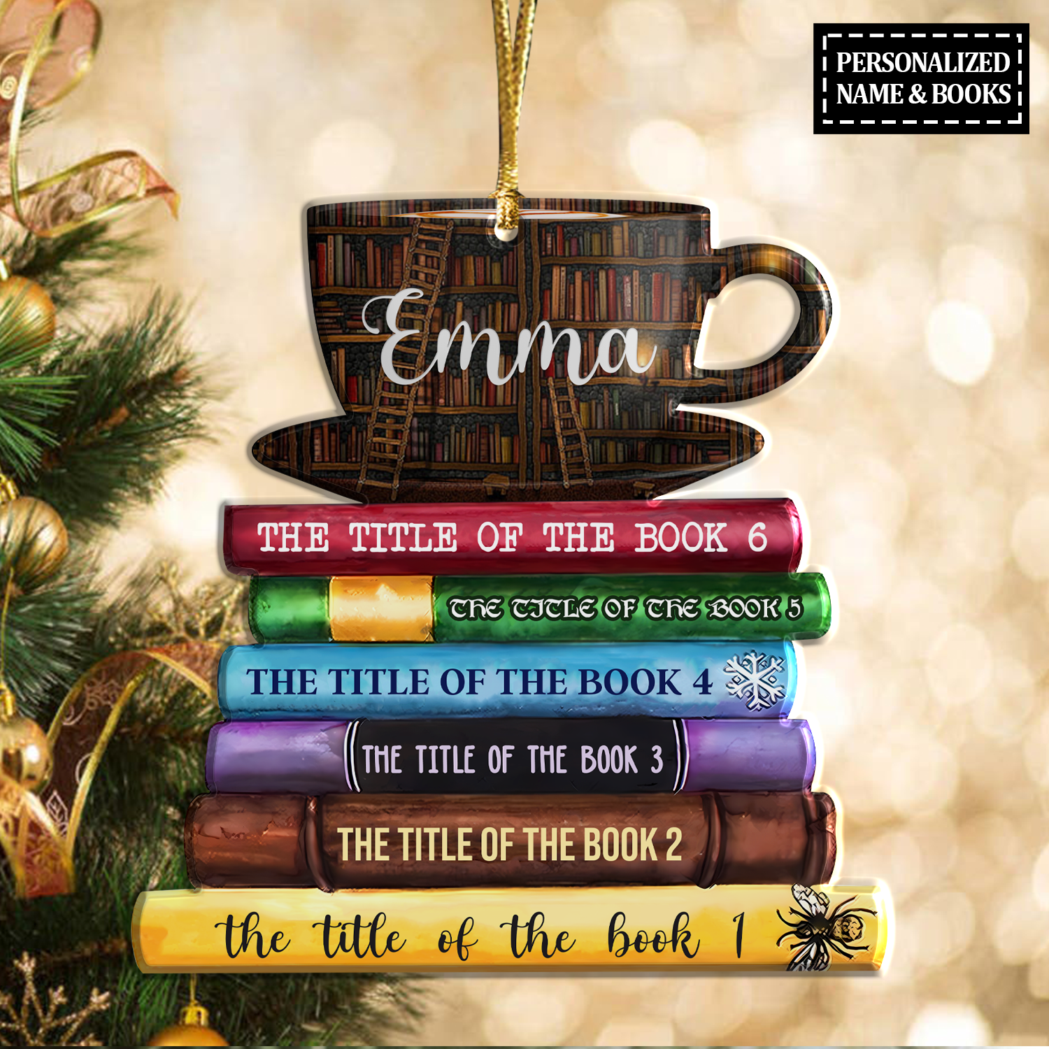Book Lovers Custom Acrylic Ornament Christmas Car Hanging Gift