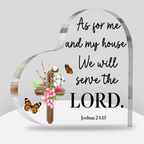 Floral Cross Butterfly As For Me And My House Acrylic Plaque