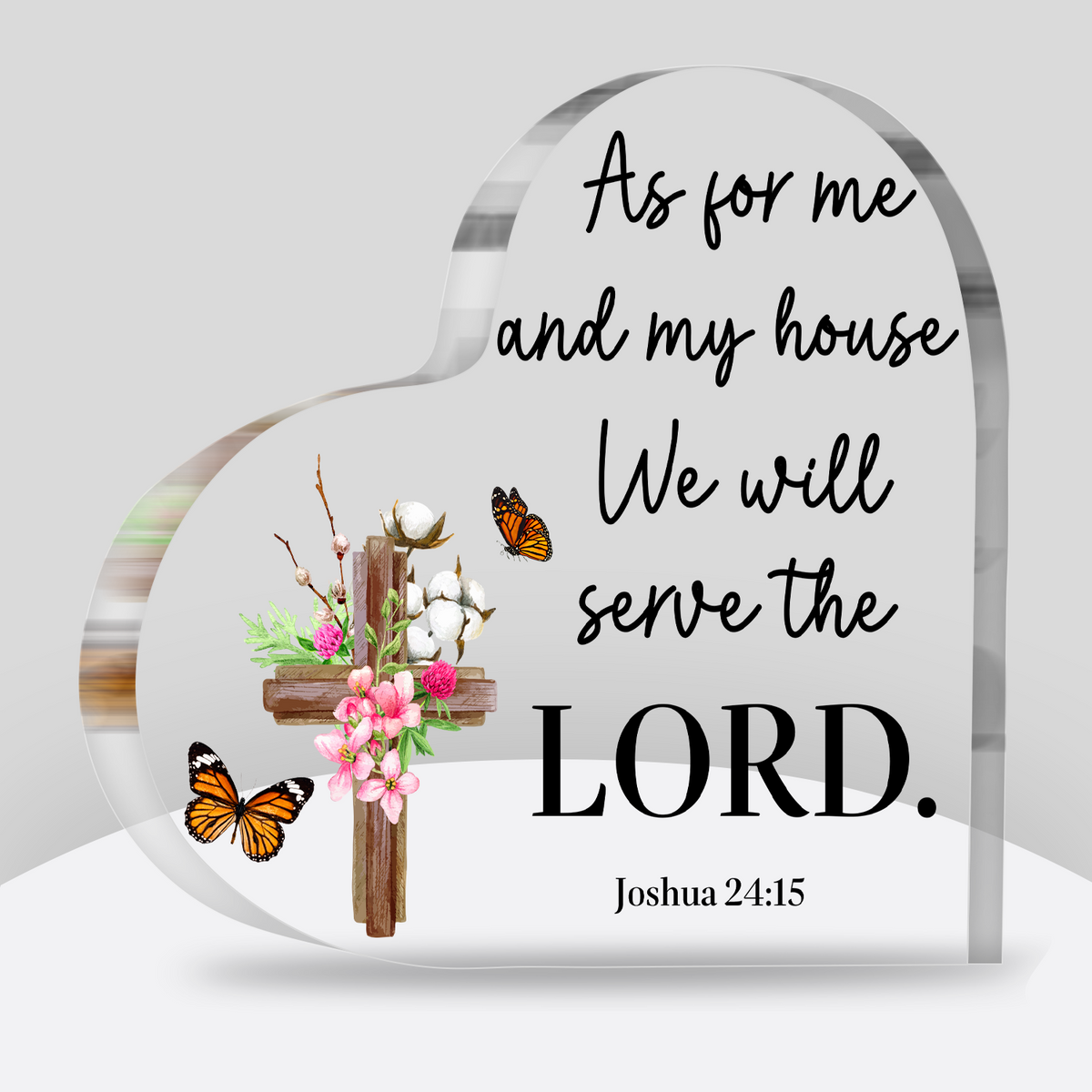Floral Cross Butterfly As For Me And My House Acrylic Plaque