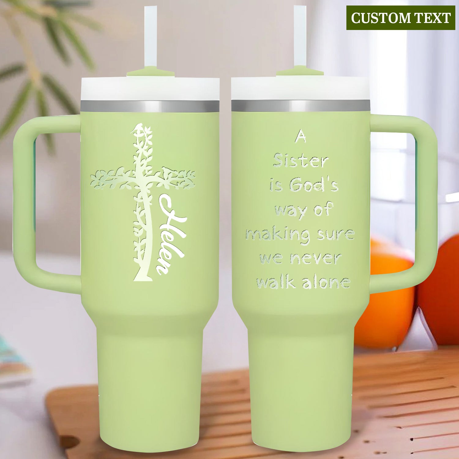 A Sister Is God's Way 40oz Personalized Tumbler Travel Cup - Birthday, Christmas Gifts for Women - Inspiration Gifts