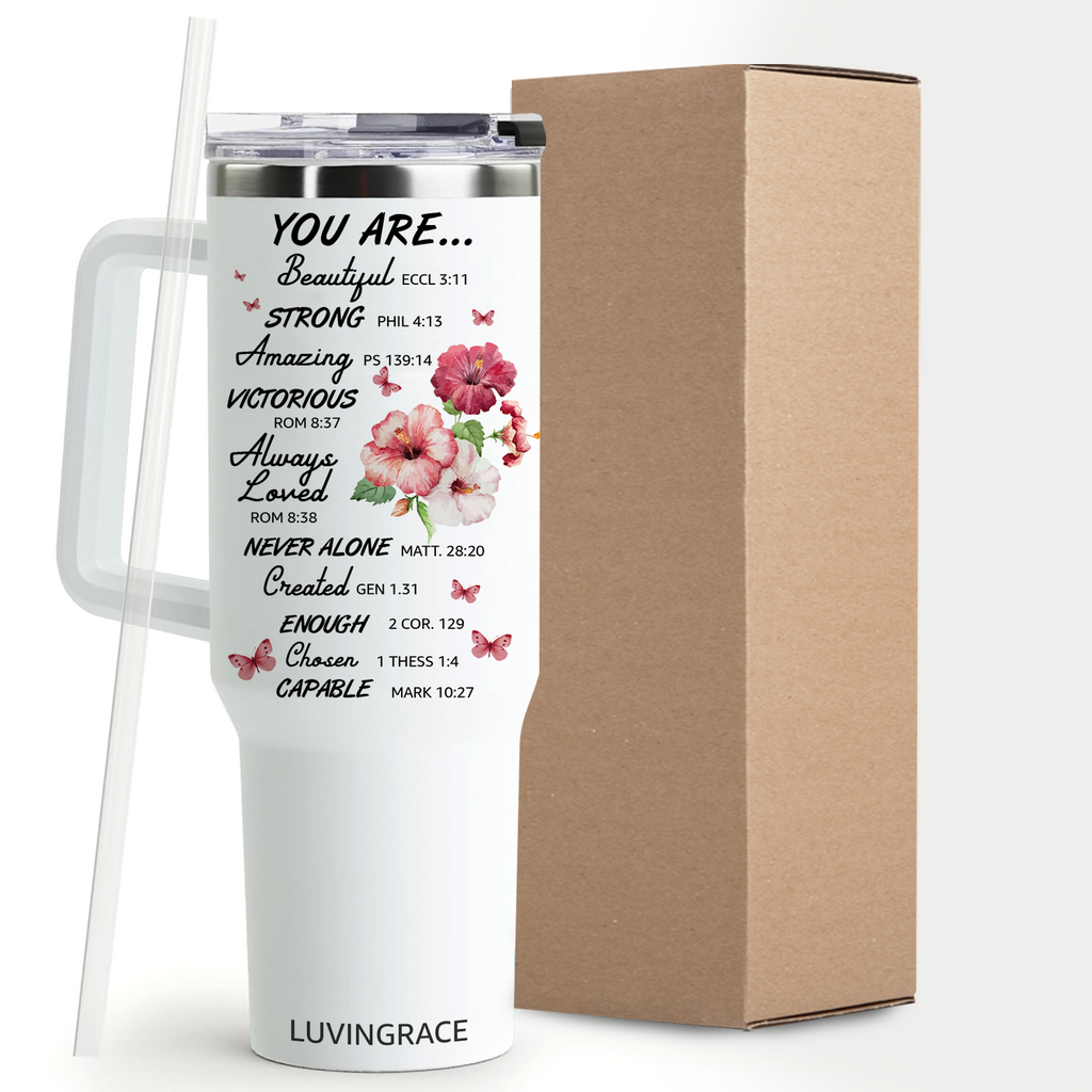 Floral Hibiscus You Are Bible Verse Inspirational Gifts for Women Friends