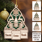 Green Wood Christmas Pine Gift Family Custom Ornament 2 Wooden Layers Christmas Hanging Gift