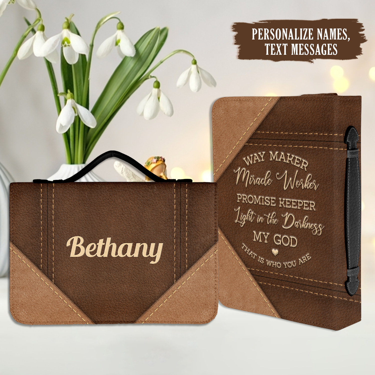Leather Way Maker Christian Personalized Bible Cover