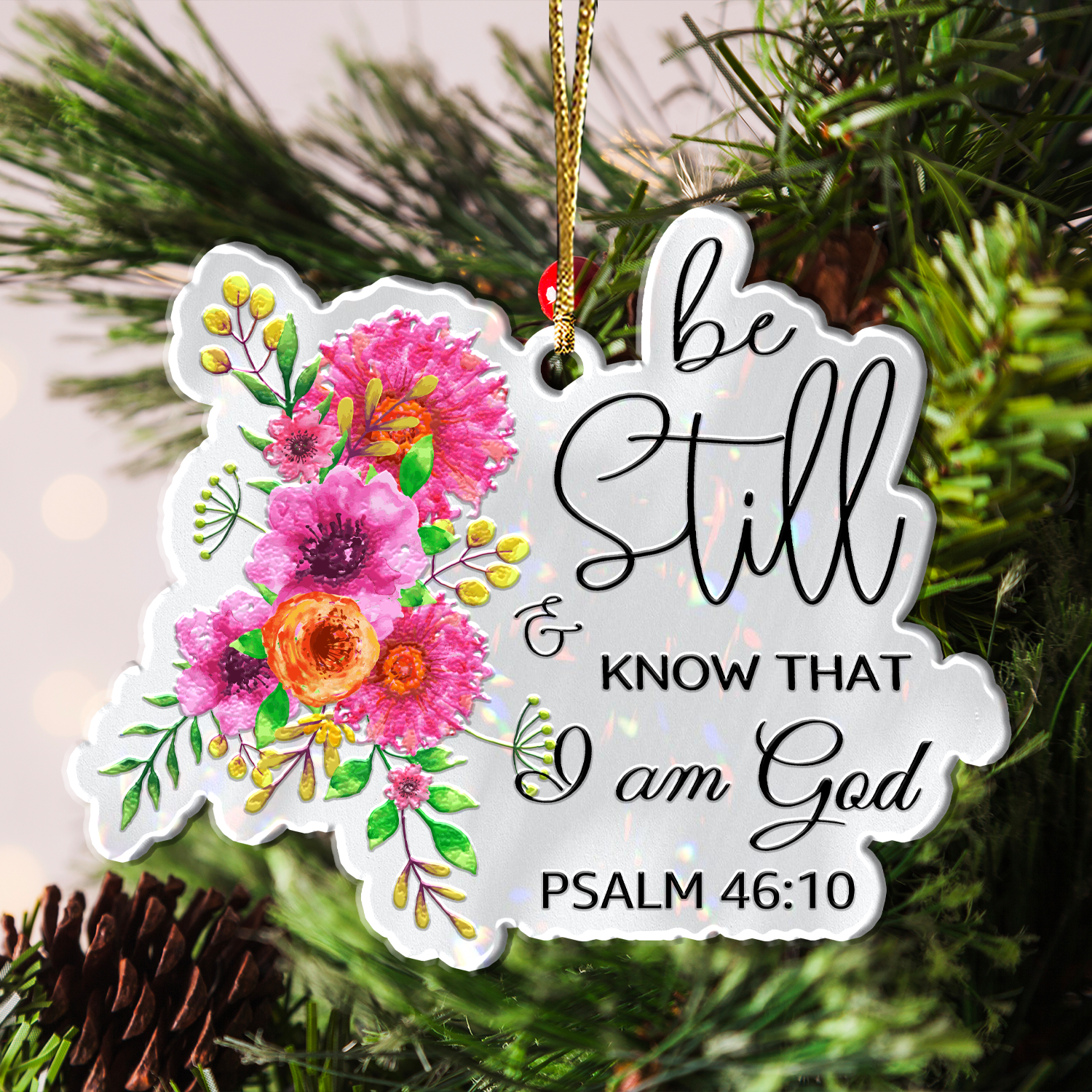 Flower Be Still Christian Gifts For Women, Birthday Gifts For Women, Ornament Gift, Christmas Ornament Car Hanging