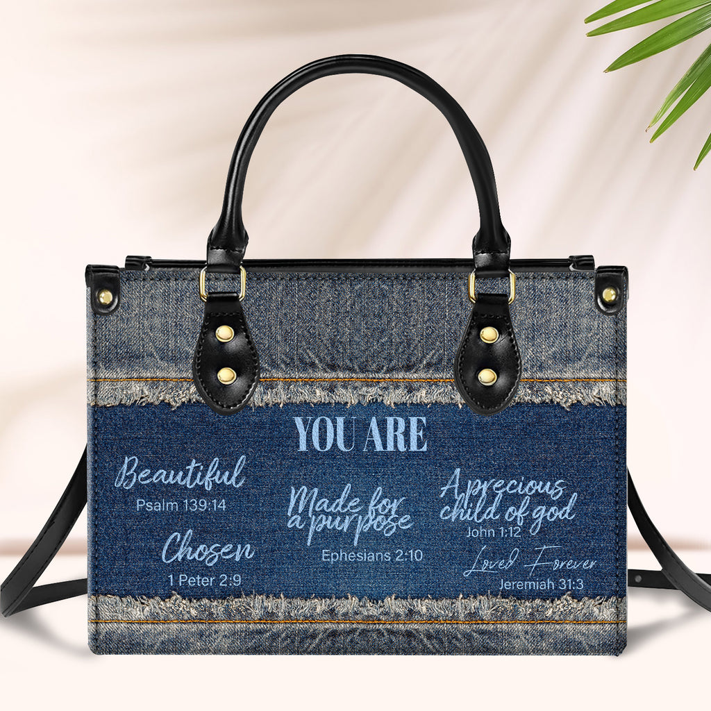 You Are Beautiful Bag Birthday Gift for Women, Christian Gift Leather Handbag