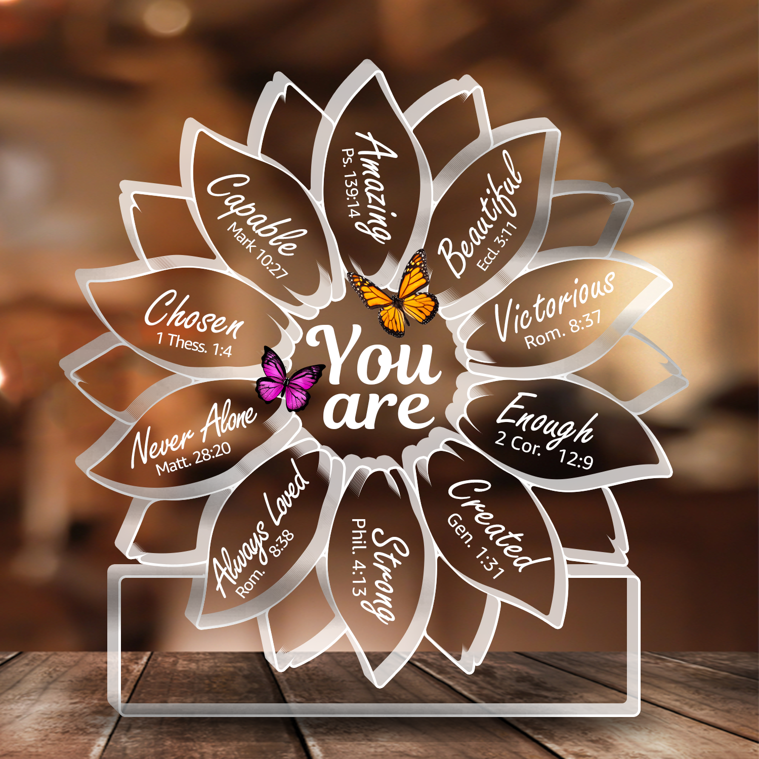 Sunflower Silhouette Butterfly You Are Bible Verse Gift Acrylic Plaques