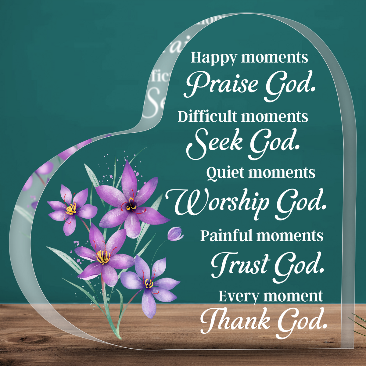Thank God Christian Bible Verses Acrylic Hearts Plaques
