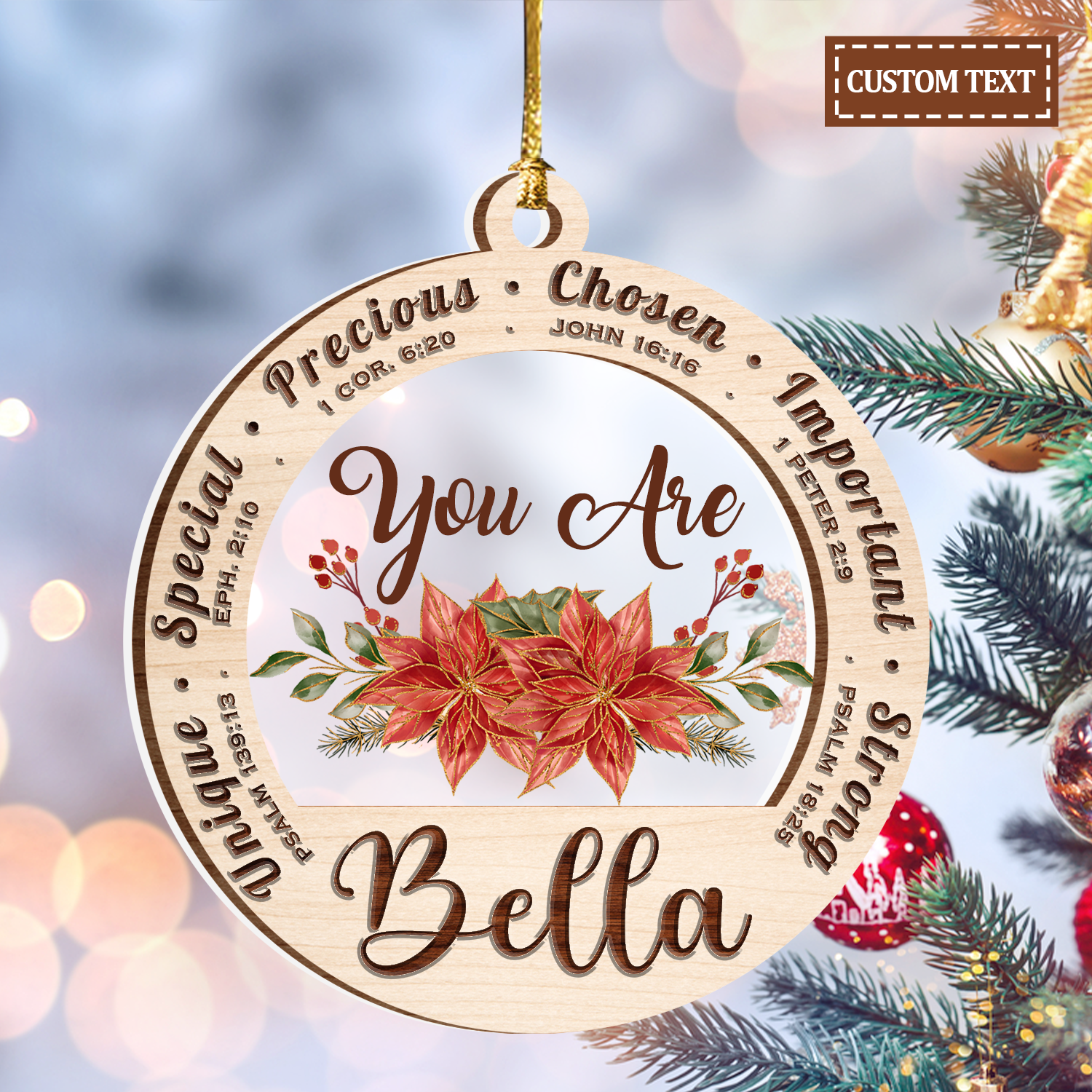 Poinsettia You Are Custom Two Layers Suncatcher Ornament Christmas Ornament Car Hanging Ornament