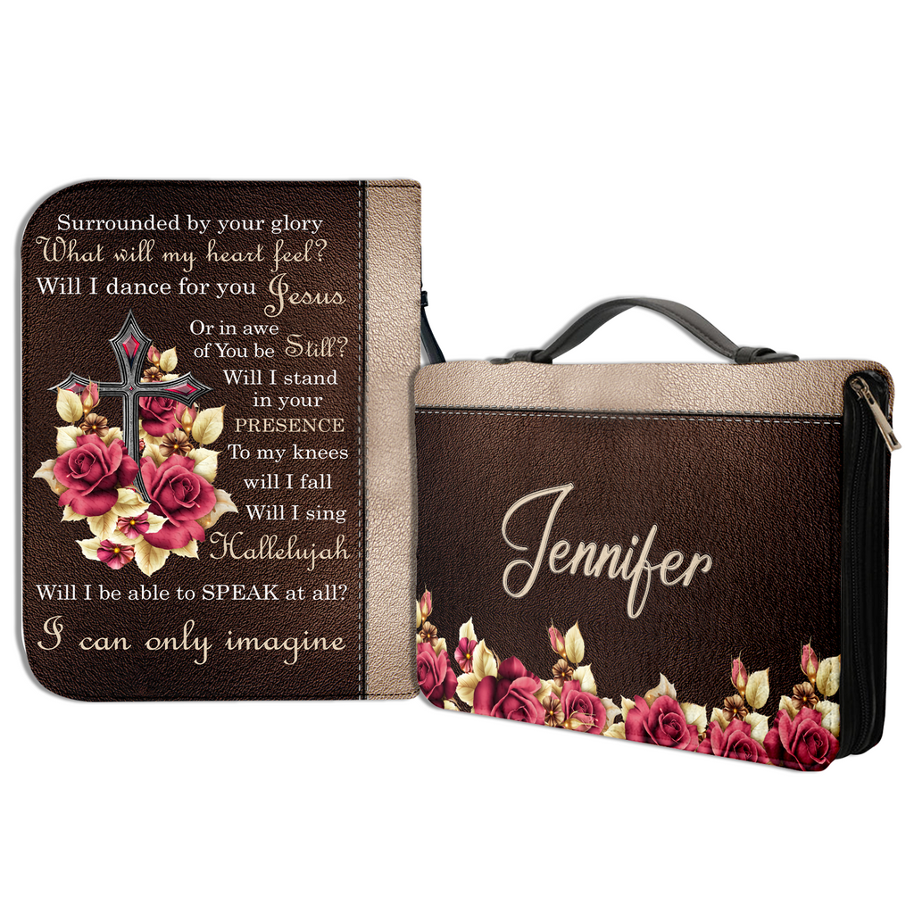 Roses Cross Surrounded By Your Glory Christian Personalized Bible Cover
