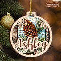 Christmas Stained Glass Snowflake Two Layers Suncatcher Ornament Christmas Ornament Car Hanging Ornament