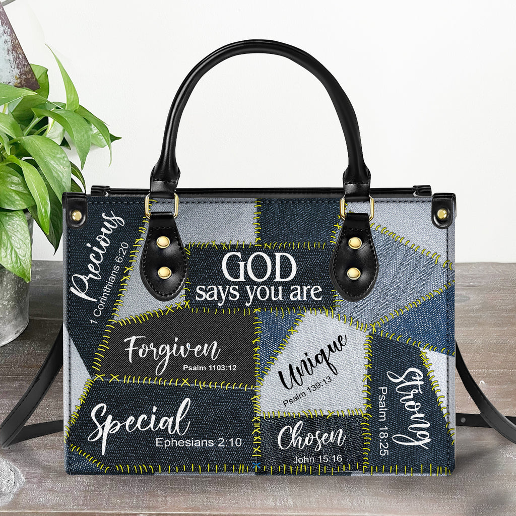 God Says You Are Everlasting Faith Leather Handbag