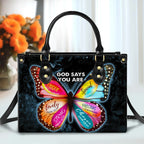 Butterfly God Say You Are Personalized Leather Handbag Christian Gifts Bible Verses Religious Gifts