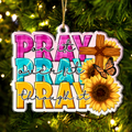 Sunflower Cross Pray On It Christian Gifts For Women, Birthday Gifts For Women, Ornament Gift, Christmas Ornament Car Hanging