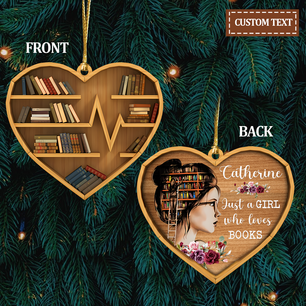 Bookshelf Just A Girl Who Loves Books 2 Sides Book Lovers Girl Custom Wooden Ornament