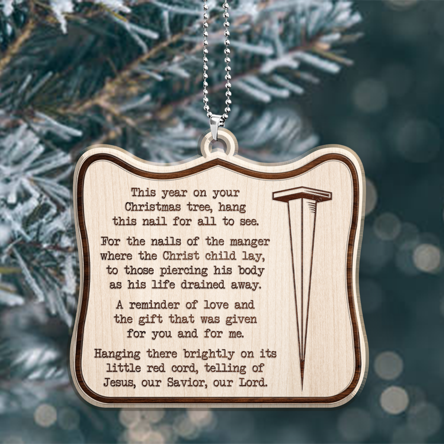 Christ Nail Symbol Christmas Laser Cut Wood Ornament