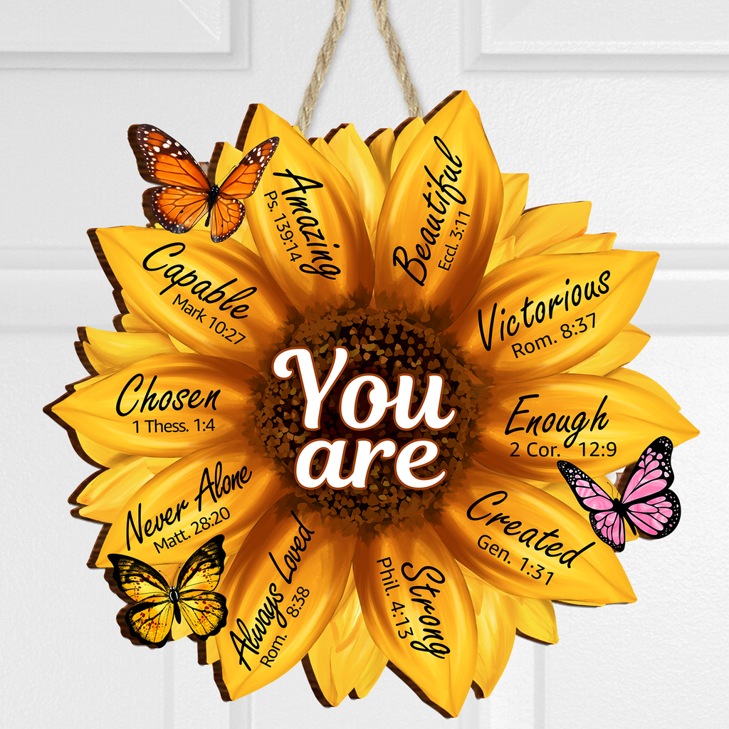 Sunflower You Are Christian Gifts For Women Inspirational Gift Birthday Gifts Wall Decor Shaped Wood Sign