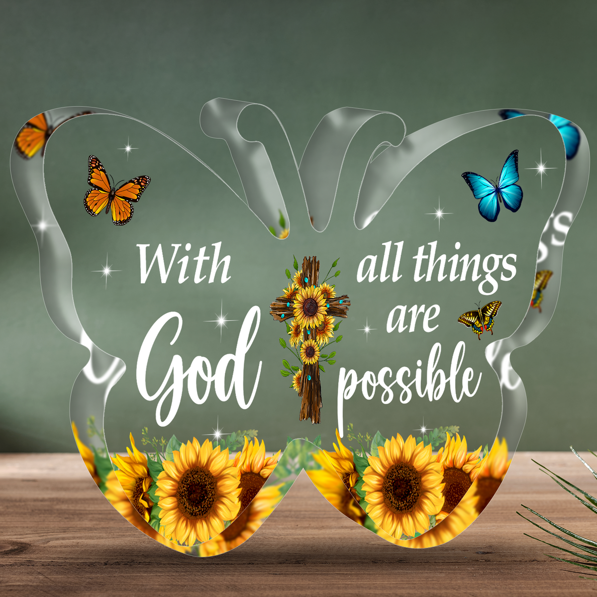 Butterfly All Things Are Possible Acrylic Plaque Christian Gifts Bible Verses Religious Gifts