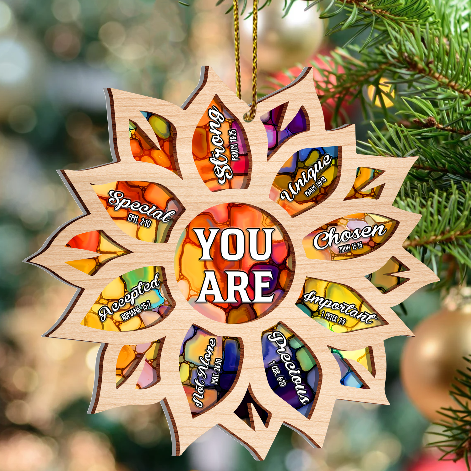 Sunflower You Are Stained Glass Pattern Two Layers Suncatcher Ornament Christmas Ornament Car Hanging