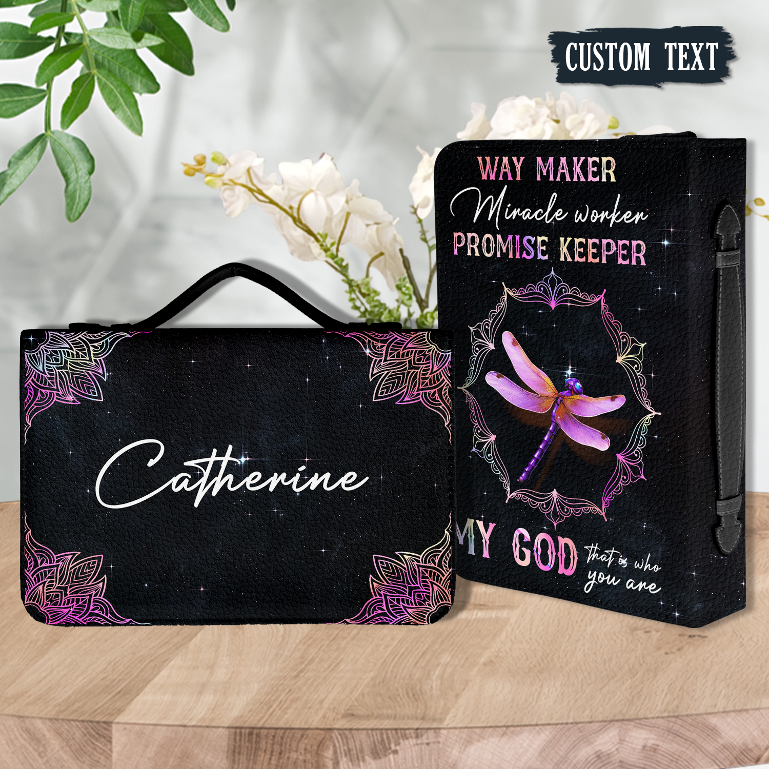 Mandala Dragonfly Way Maker Christian Personalized Bible Cover