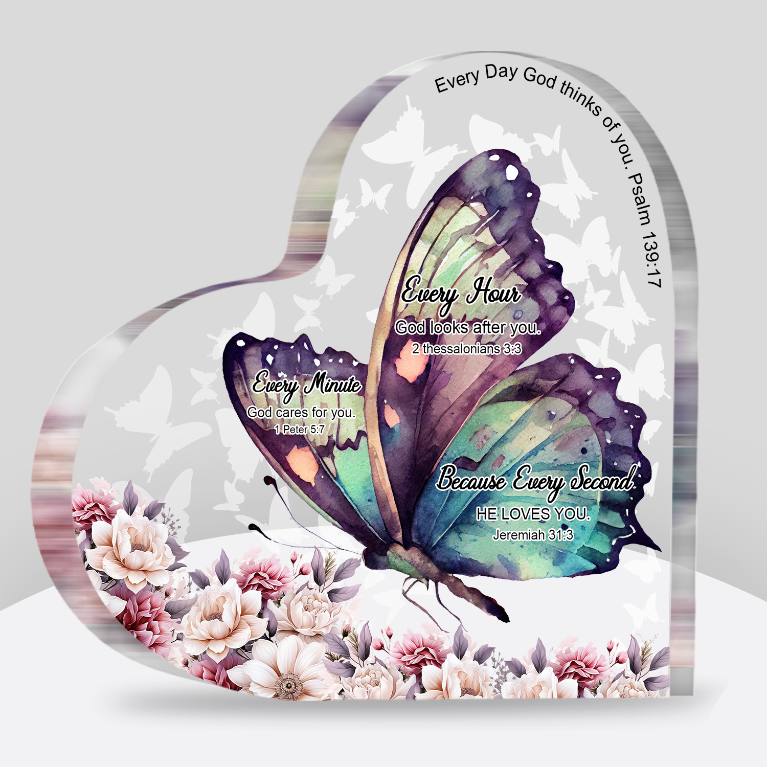 Every Second He Loves You Heart Acrylic Plaque Christian Gifts for Women Inspirational Gifts with Bible Verse Prayers