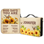 Sunflower Butterflies God Says You Are Christian Personalized Bible Cover