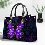 She Will Not Fall Personalized Zippered Leather Handbag With Handle Christian Gift Religious Gift For Women