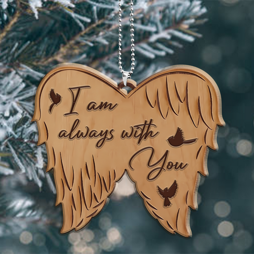 Angel Wings Cardinals I A Always With You Wood Ornament