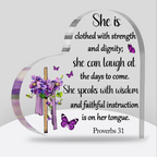 Purple Floral Cross She Is Acrylic Plaque Christian Gifts