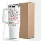 Floral Faith Over Fear Inspirational Gifts for Women Friends 40Oz Tumbler