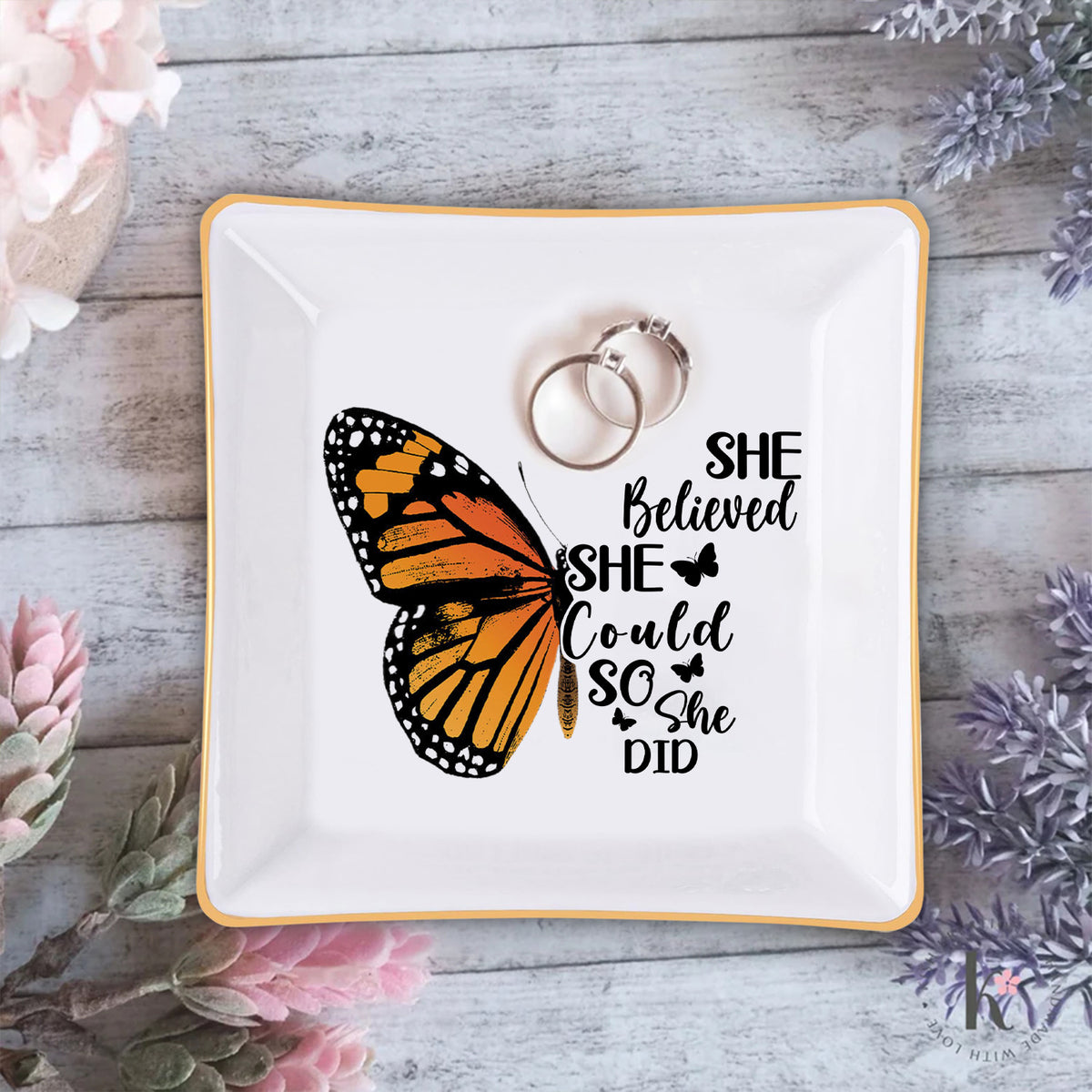 She Believed She Could So She Did Christian Gifts Inspirational Religious Gifts Ceramic Ring Dish
