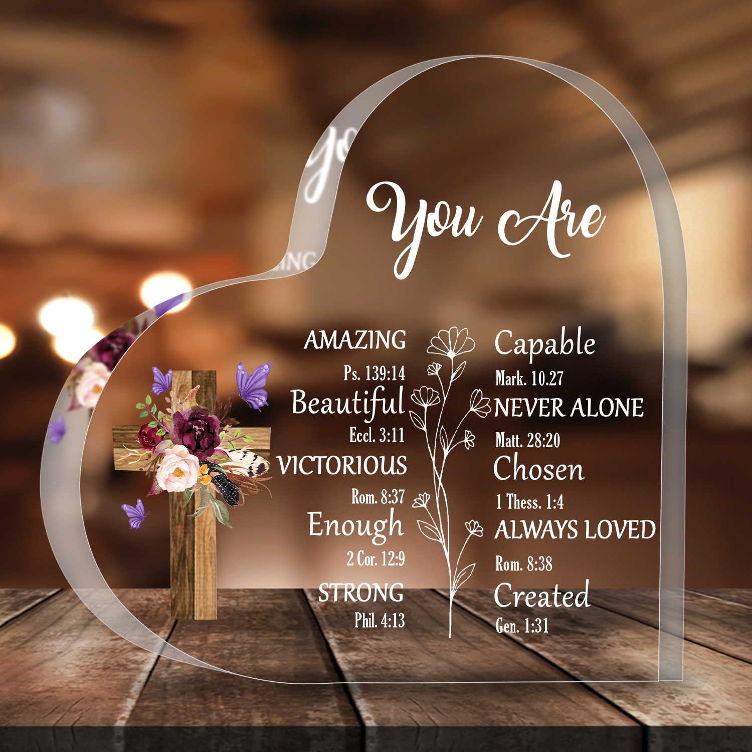 Acrylic Hearts You Are Bible Verse Plaques Gift