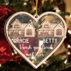 I Wish You Lived Next Door Custom 2 Layers Christmas Car Hanging Wooden Transparent Acrylic Ornament