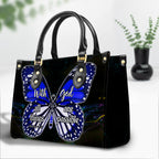 Purple Butterfly All Things Are Possible Zippered Leather Handbag With Handle Christian Gift Religious Gift For Women
