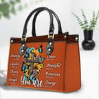 Vintage Sunflower Cross Butterfly You Are Leather Handbag