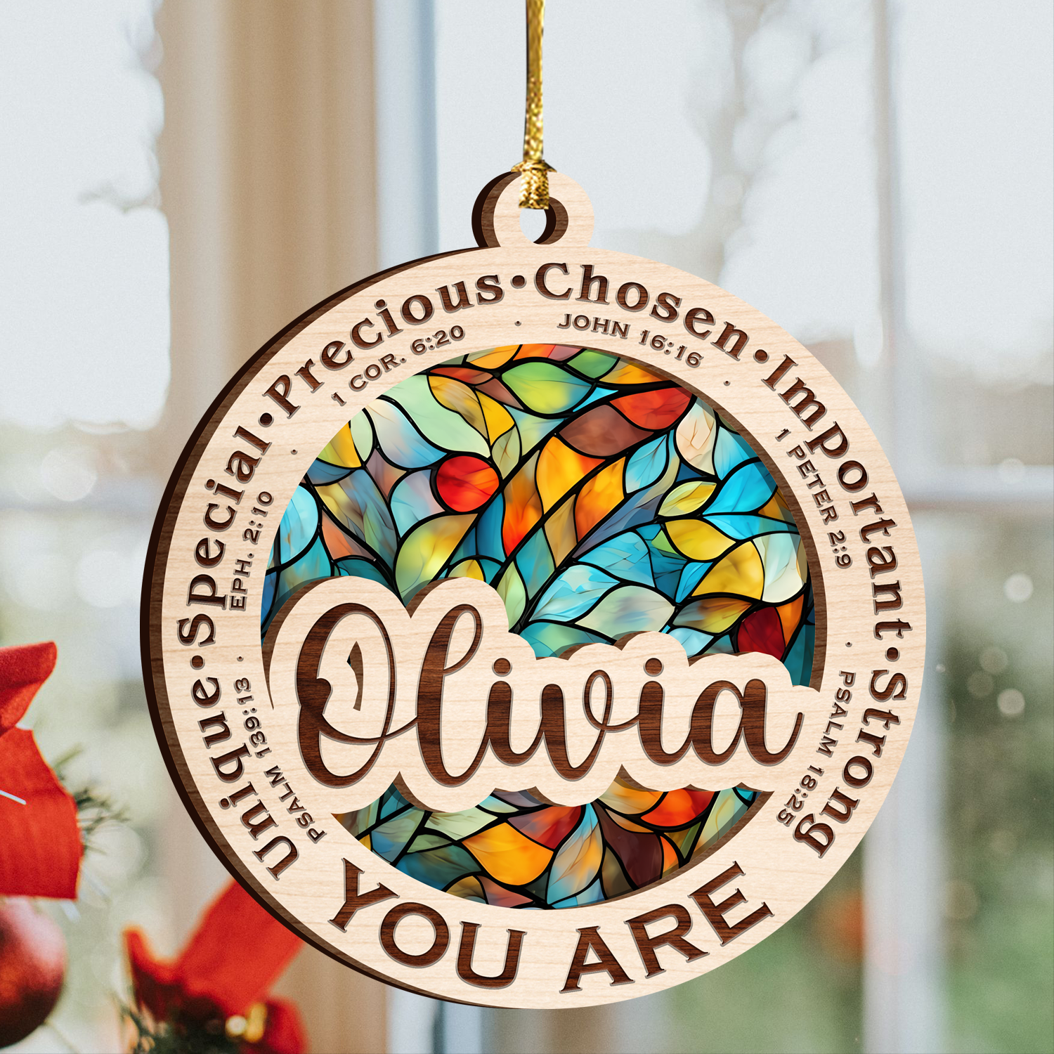Christmas You Are Stained Glass Two Layers Suncatcher Ornament Christmas Ornament Car Hanging Ornament