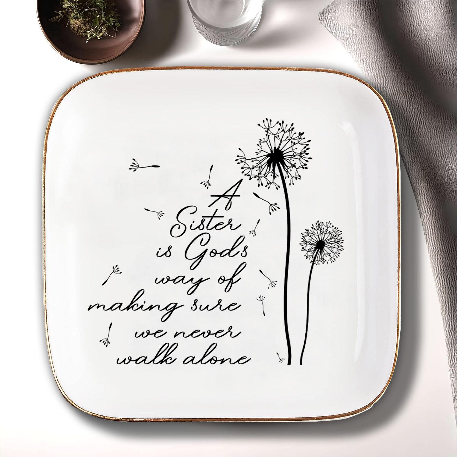 A Sister Is God's Way Inspirational Gifts for Women Ceramic Ceramic Ring Dish Birthday Gifts for Sister Best Friends