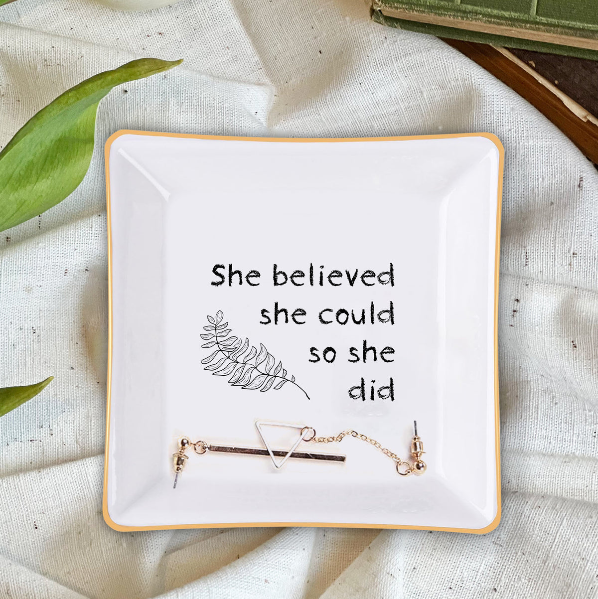 She Believed Bible Verse Christian Gifts Inspirational Religious Gifts Ceramic Ring Dish