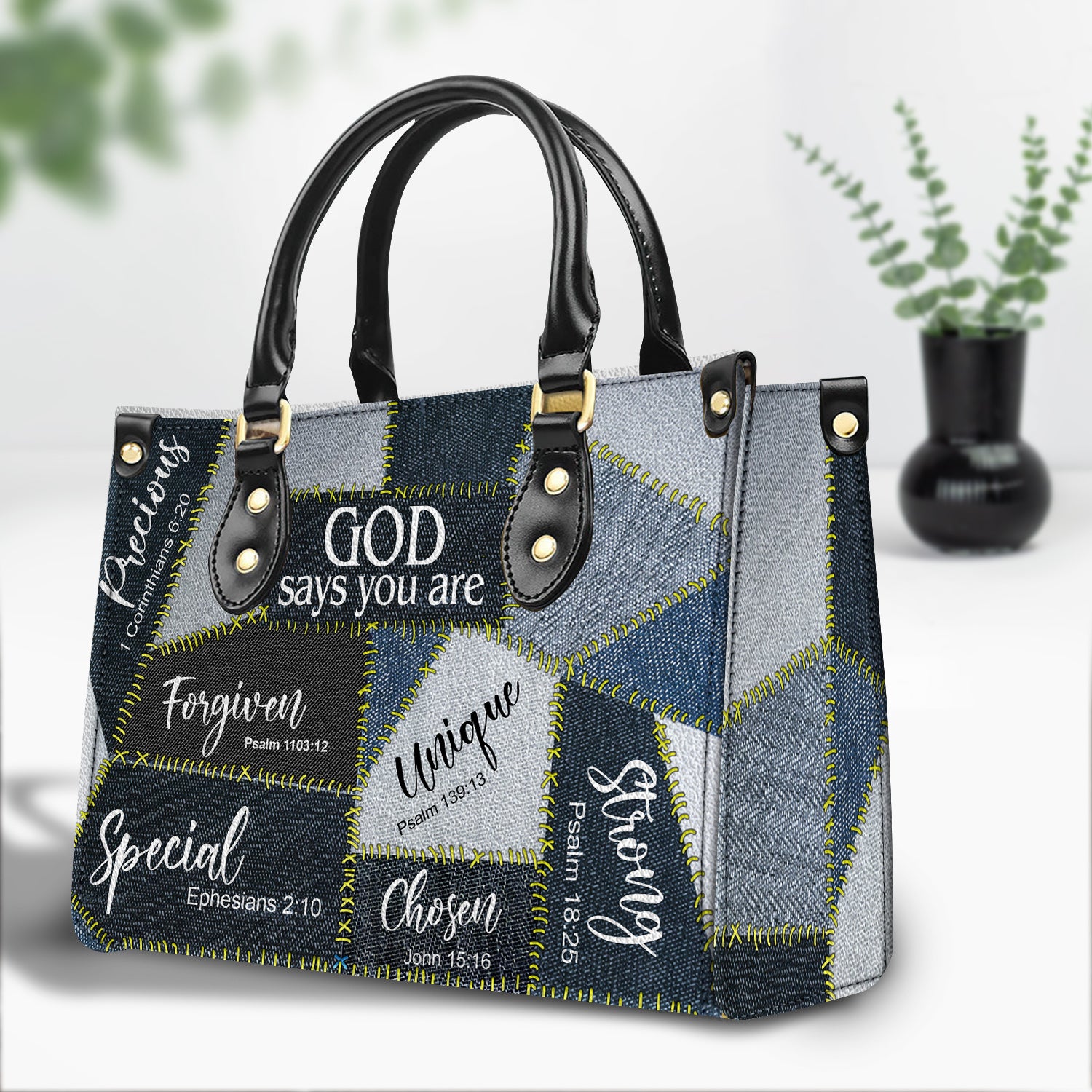 God Says You Are Everlasting Faith Leather Handbag