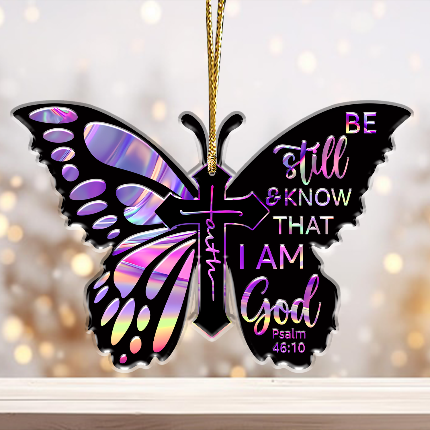 Butterfly Jesus Cross Christian Gifts For Women, Birthday Gifts For Women, Ornament Gift Bible Verse Christmas Ornament Car Hanging