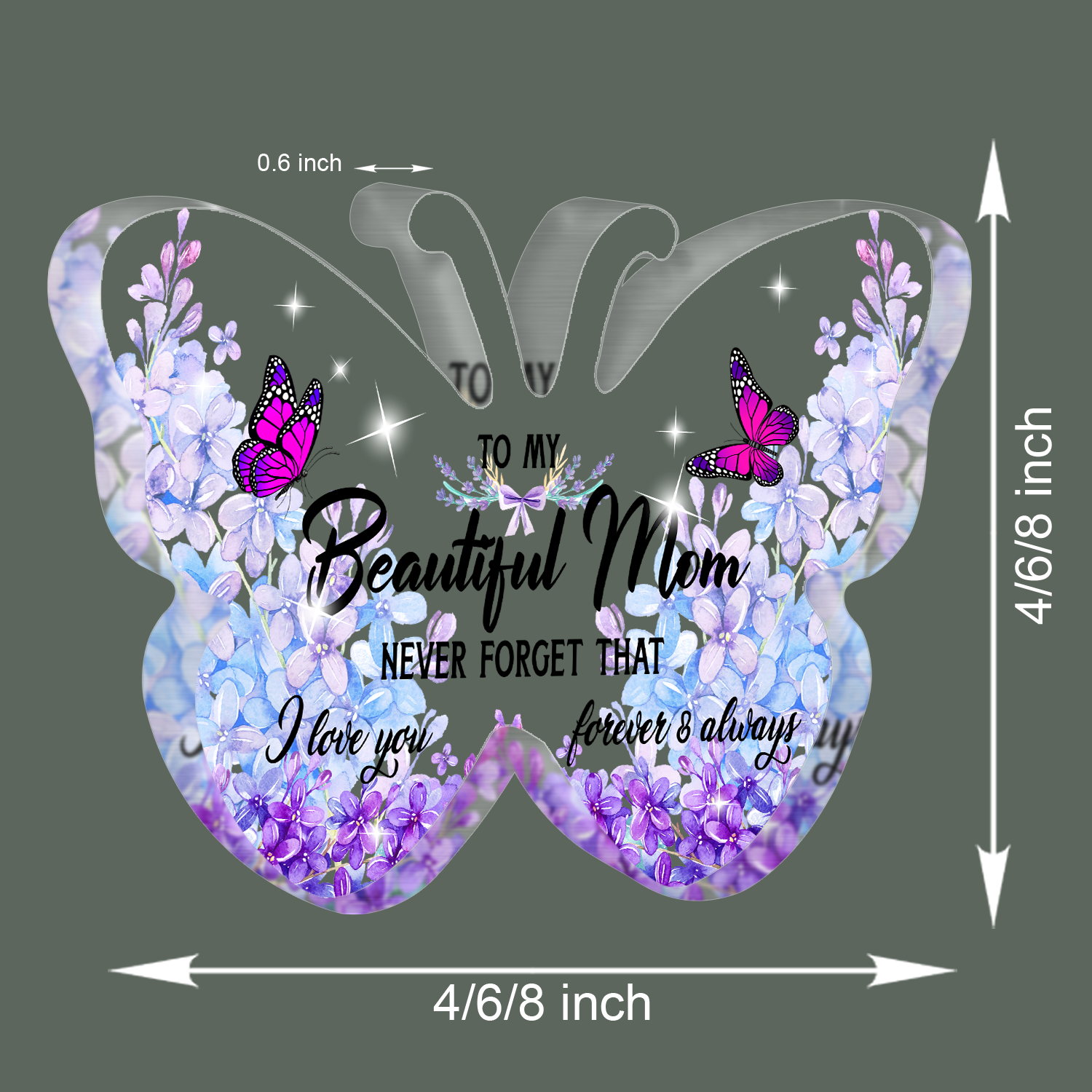 To My Beautiful Mom Butterfly Acrylic Plaque Mother's Day Thanksgiving Birthday Gifts for Mom