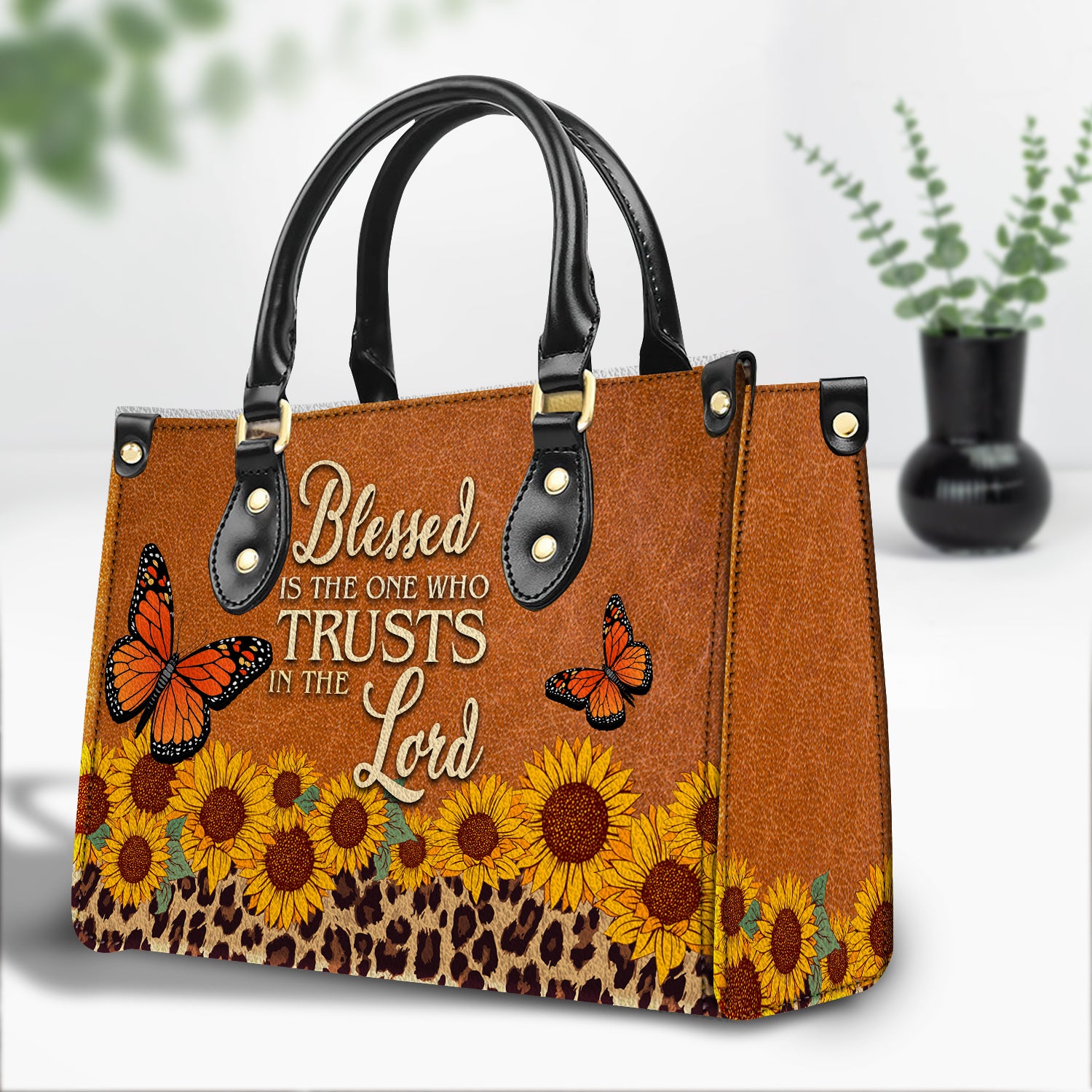 Blessed Is The One Who Trusts In The Lord Leather Handbag