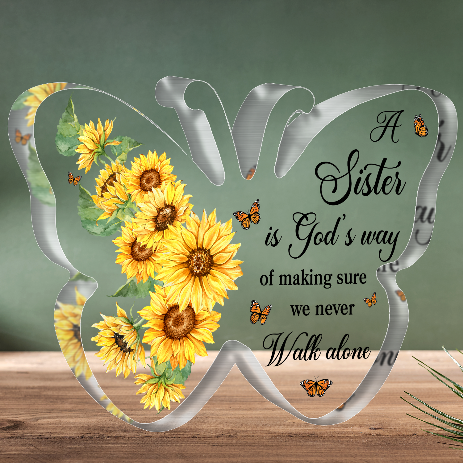 Sunflower Sister Is God's Way Acrylic Plaque  Christian Gifts Birthday Gift For Women Mother's Day Gift