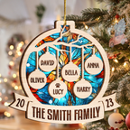 Christmas Family Stained Glass Custom Two Layers Suncatcher Ornament Christmas Ornament Car Hanging Ornament