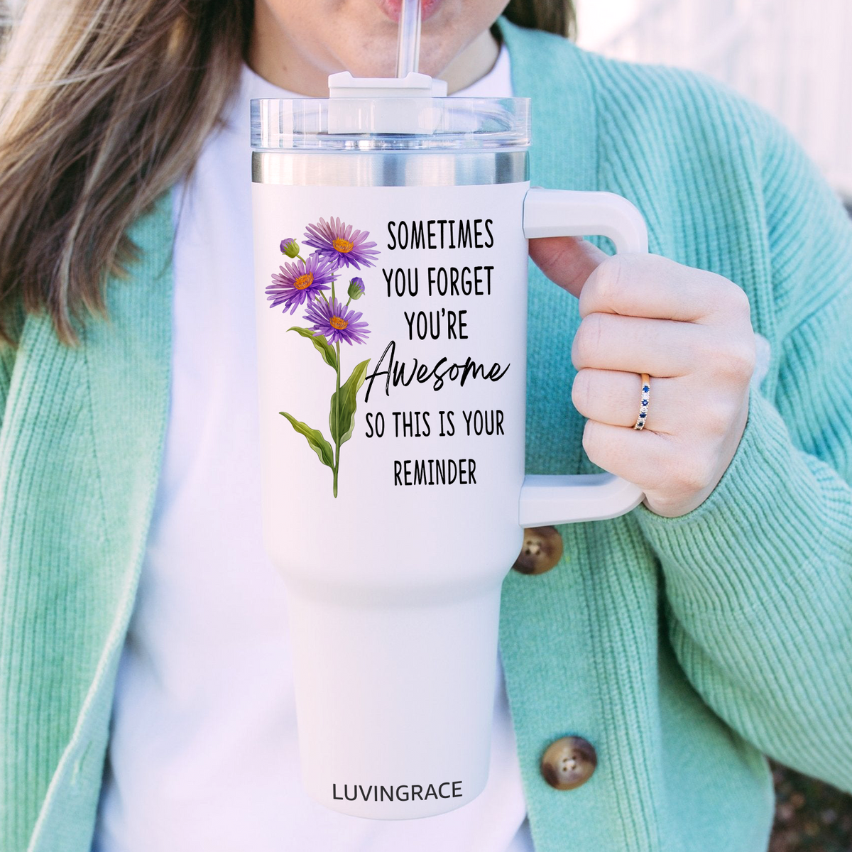 Floral You're Awesome Inspirational Gifts for Women Friends 40Oz Tumbler