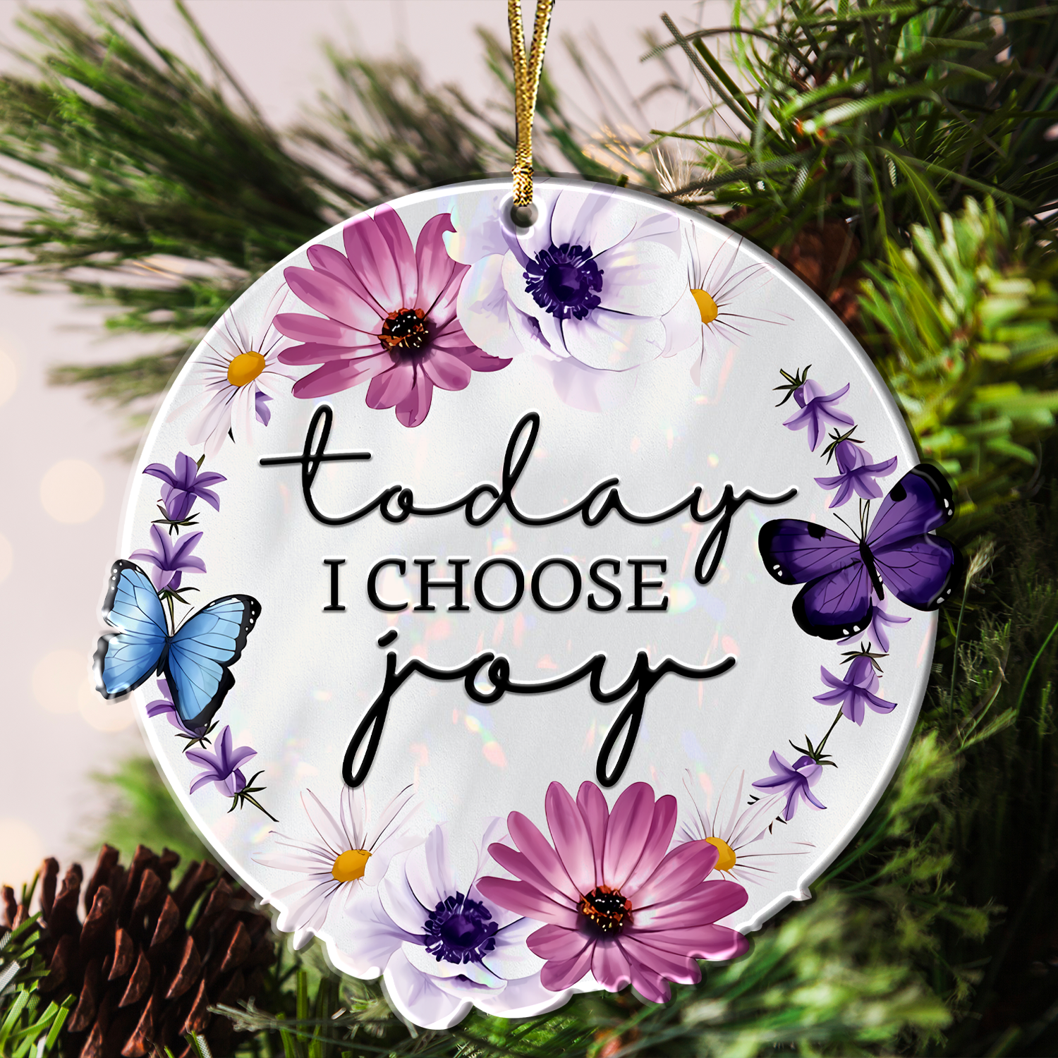 Daisy Flower Today I Choose Joy Christian Gifts For Women, Birthday Gifts For Women, Ornament Gift, Christmas Ornament Car Hanging